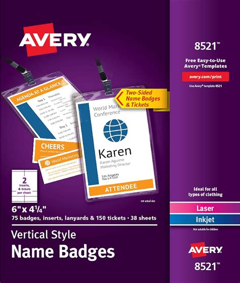 avery vertical name badge template